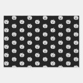 キュートな黒オレンジ色の白ハロウィーンのカボチャのちょうちんハロウィーン ラッピングペーパーシート (正面)