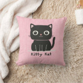 キュートな黒ネコ猫ピンク枕 クッション (ブランケット)