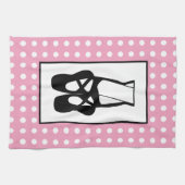 キュートな黒バレエのスリッパ キッチンタオル (横)