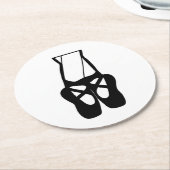 キュートな黒バレエのスリッパ ラウンドペーパーコースター (アングル)