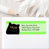 キュートな黒ペルシャ猫の差出人住所ラベル ラベル (インサイチュ)