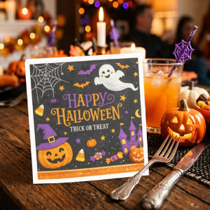 キュートな黒板のハッピー・ハロウィン・キッズパーティー用ナプキン スタンダードカクテルナプキン