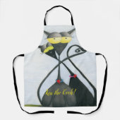 キュートな黒猫とグレーの猫漫画 エプロン (正面)