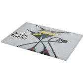 キュートな黒猫とグレーの猫漫画 カッティングボード (角)