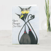 キュートな黒猫とグレーの猫漫画 カード (正面)