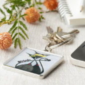 キュートな黒猫とグレーの猫漫画 キーホルダー (側面)