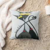 キュートな黒猫とグレーの猫漫画 クッション (ブランケット)