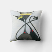 キュートな黒猫とグレーの猫漫画 クッション (裏面)