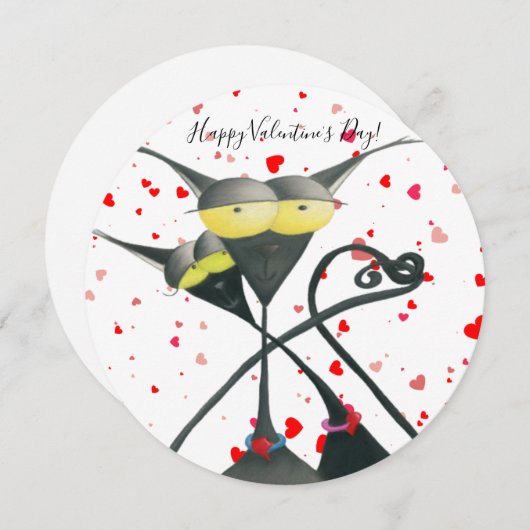 キュートな黒猫とグレーの猫漫画 シーズンカード (正面/裏面)