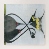 キュートな黒猫とグレーの猫漫画 ジグソーパズル (横)