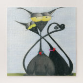 キュートな黒猫とグレーの猫漫画 ジグソーパズル (縦)