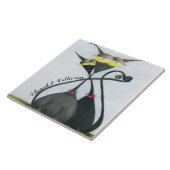 キュートな黒猫とグレーの猫漫画 タイル (側面)