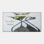 キュートな黒猫とグレーの猫漫画 デスクマット (正面)