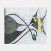 キュートな黒猫とグレーの猫漫画 フリースブランケット (正面(横))