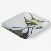 キュートな黒猫とグレーの猫漫画 ペーパープレート (傾斜あり)