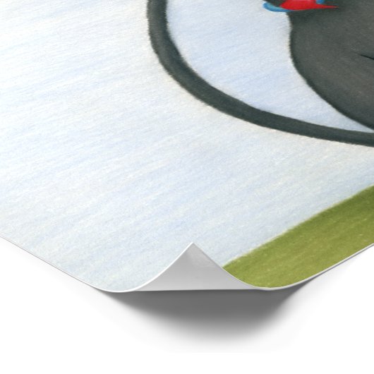 キュートな黒猫とグレーの猫漫画 ポスター (角)