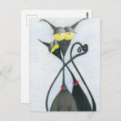 キュートな黒猫とグレーの猫漫画 ポストカード (正面/裏面)