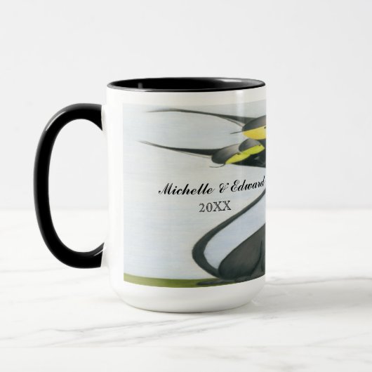 キュートな黒猫とグレーの猫漫画 マグカップ (左)