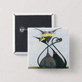 キュートな黒猫とグレーの猫漫画 缶バッジ (正面&裏面)