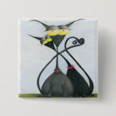 キュートな黒猫とグレーの猫漫画 缶バッジ (正面)