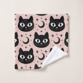 キュートな黒猫と天空のハロウィン バスタオルセット (ウォッシュタオル)