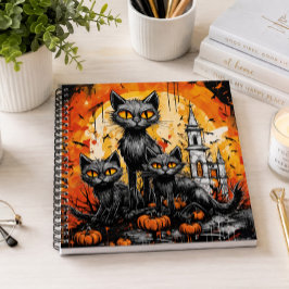 キュートな黒猫のハロウィン スプーキー ゴシック キャットラバーズ ノートブック