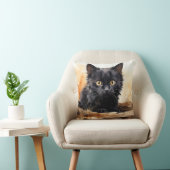 キュートな黒猫の水彩画 クッション (椅子)