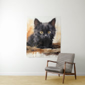 キュートな黒猫の水彩画 タペストリー (インサイチュ)