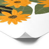 キュートな黒猫ひまわりイラストレーション ポスター (角)