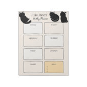 キュートな黒猫ウィークリープランナー パーソナライズされた ノートパッド (回転)