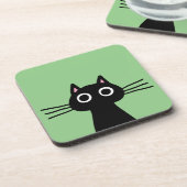 キュートな黒猫ネコおもしろい- Feline Animal Art コースター (左側)