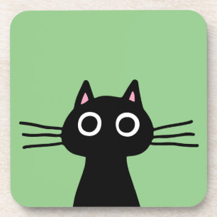 キュートな黒猫ネコおもしろい- Feline Animal Art コースター
