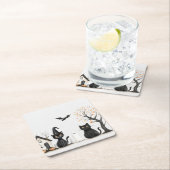 キュートな黒猫ハローウィンパーティ スクエアペーパーコースター (インサイチュ)