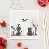 キュートな黒猫ハローウィンパーティ スタンダードランチョンナプキン (インサイチュ)