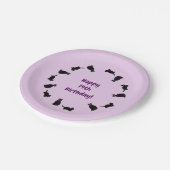 キュートな黒猫パターン年齢誕生日 ペーパープレート (アングル)