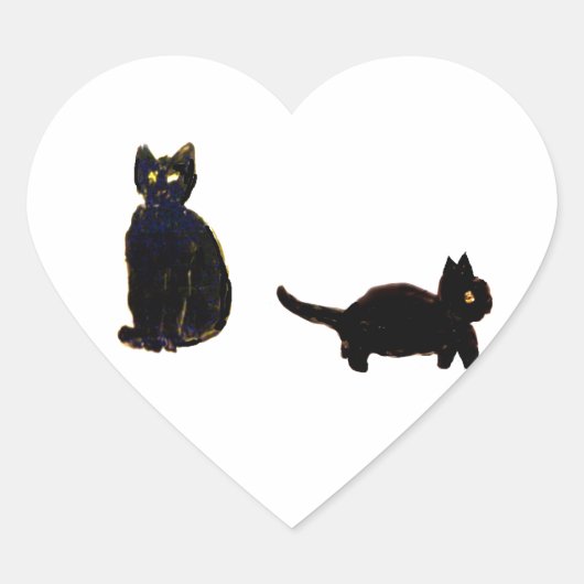 キュートな黒猫子猫 ハートシール (正面)
