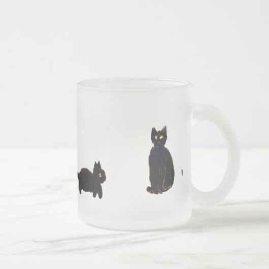 キュートな黒猫子猫 フロストグラスマグカップ (右)