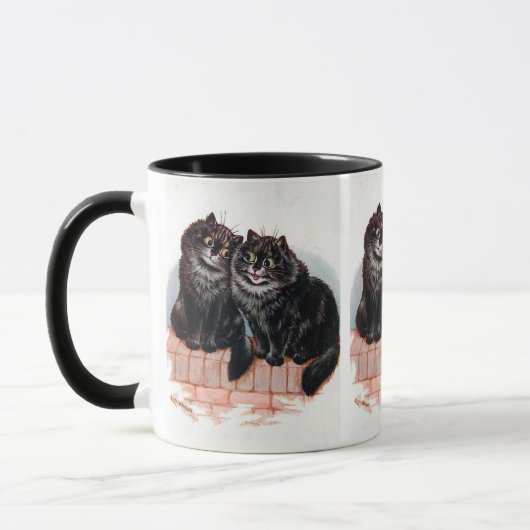 キュートな黒猫絵を描ペアbyルイ・ワーイン マグカップ (左)