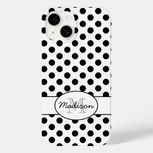 キュートな黒白ドット柄のレトロモノグラム Case-Mate iPhone 14ケース