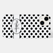 キュートな黒白ドット柄のレトロモノグラム Case-Mate iPhoneケース (裏面 (横))