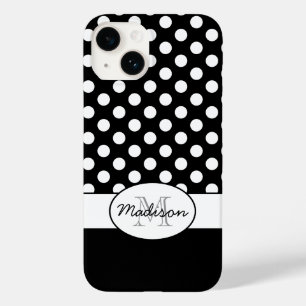 キュートな黒白ドット レトロ柄 モノグラム Case-Mate iPhone 14ケース
