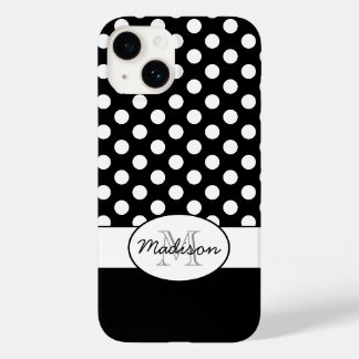 キュートな黒白ドット レトロ柄 モノグラム Case-Mate iPhone 14ケース