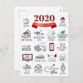 キュートな2020年クォランティン活動記念リスト シーズンポストカード (正面/裏面)