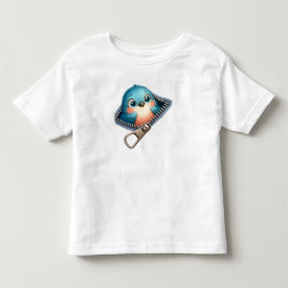 キュートな3DブルーバードのジッパーTシャツ トドラーTシャツ