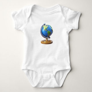 キュートな3D地球儀ベビーTシャツ - かわいい小さな ベビーボディスーツ
