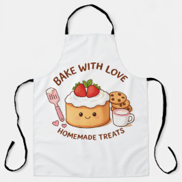 キュートな"Bake With Love"イラスト エプロン