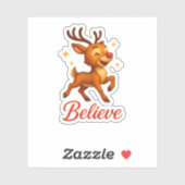 キュートな「Believe」トナカイ クリスマスステッカー シール (シート)