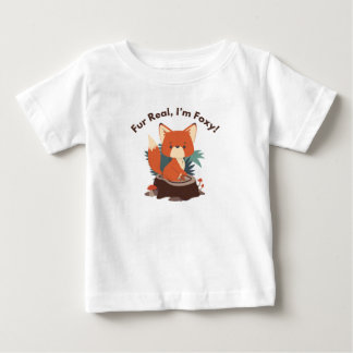 キュートな"Fur Real, I'm Foxy"キャラクターフォックス キッズTシャツ ベビーTシャツ