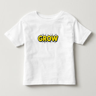 キュートな「GROW」レトロ風ふきだしフォントと葉と星 トドラーTシャツ