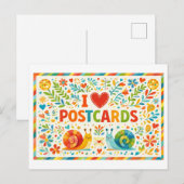 キュートな"I Heart Postcards" ポストカード (正面/裏面)